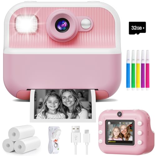 Kids Instant Print Camera with Dual Lens Selfie Function