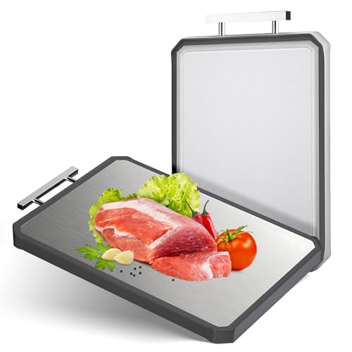 Large Double-Sided Stainless Steel Kitchen Cutting Board