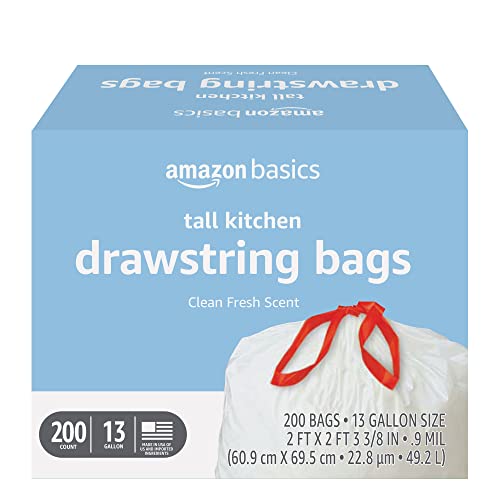 200 Count Amazon Basics Scented 13 Gallon Trash Bags