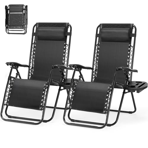 2 Pack Folding Zero Gravity Outdoor Lounge Chairs