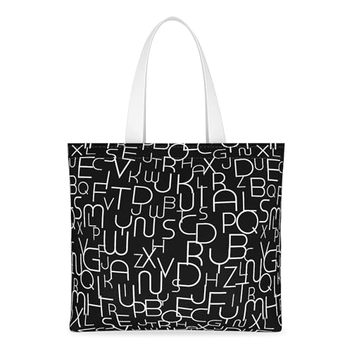 Canvas Tote Bag with Zipper, Large Reusable Handbag