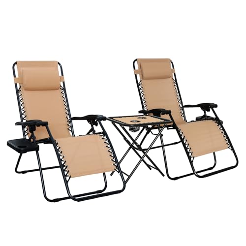 2 Pack Amazon Basics Zero Gravity Lounge Chairs with Table
