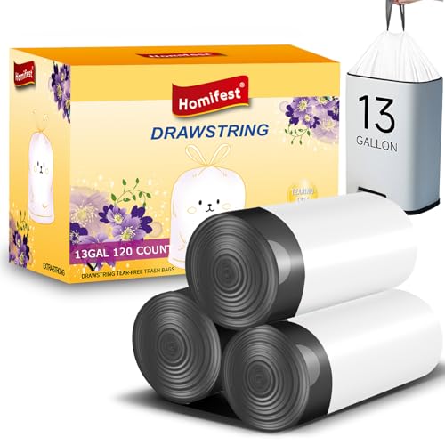 120 Count 13 Gallon Drawstring Trash Bags