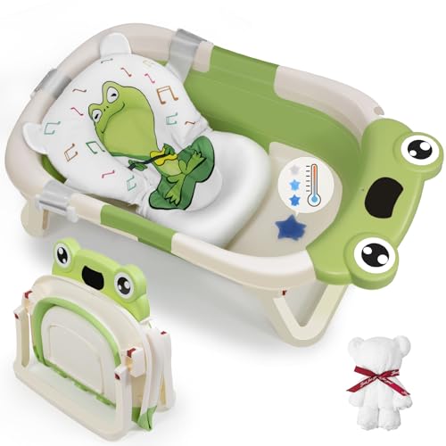 Collapsible Baby Bathtub with Cushion and Washcloth