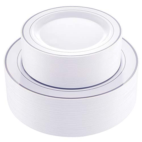 102 Piece Heavy Duty Plastic Dinner and Dessert Plates