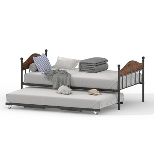 Twin Metal Daybed with Trundle, Sofa Bed Frame