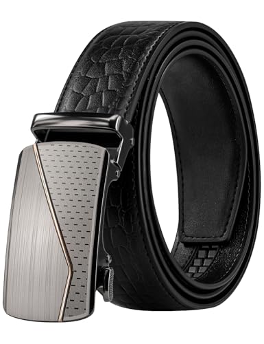 Ratchet Leather Dress Belt with Automatic Buckle