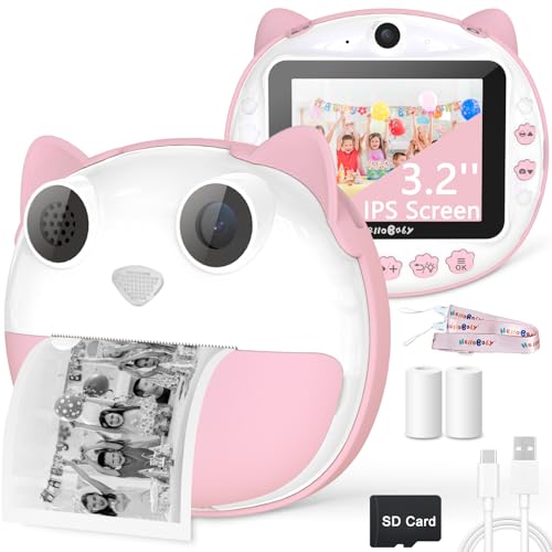 Kids Instant Print Camera, Large Screen, Digital Selfie
