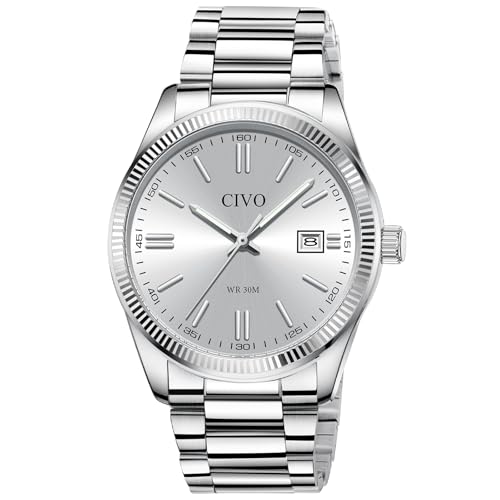 Men's Analog Stainless Steel Watch with Date Display