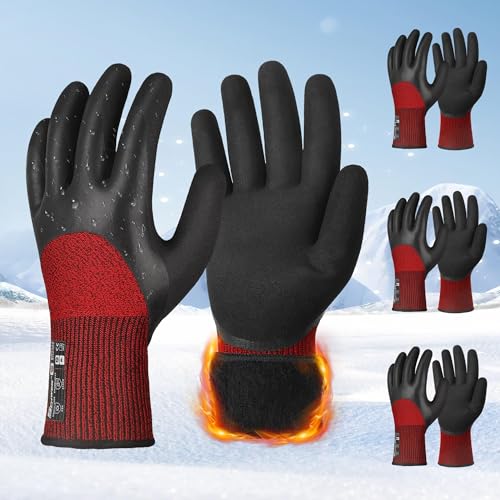 3 Pack Winter Work Gloves, Thermal Insulated Grip