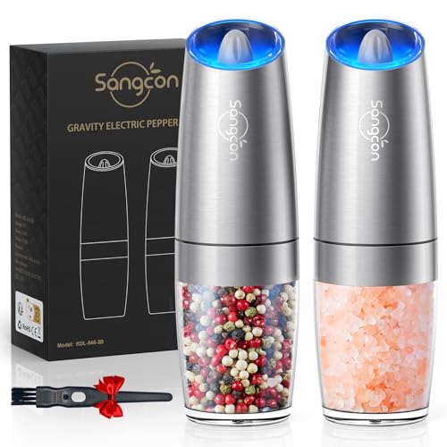2 Pack Electric Pepper and Salt Grinder Set