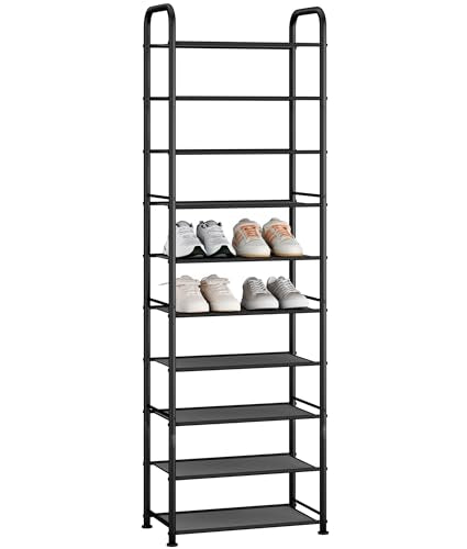 10-Tier Tall Shoe Rack, Slim Space-Saving Organizer