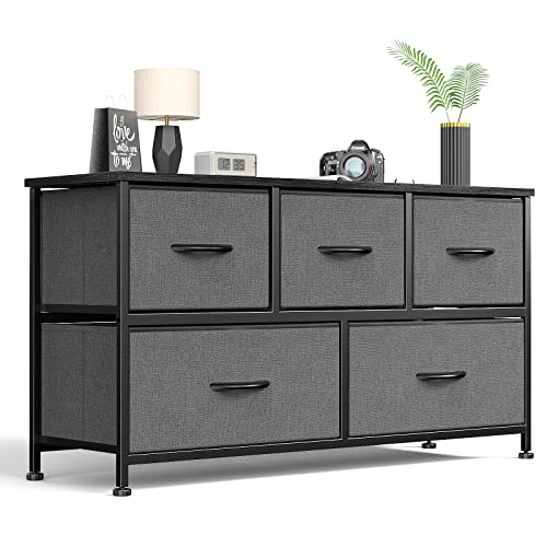 5 Drawer Fabric Dresser Chest for Bedroom Storage