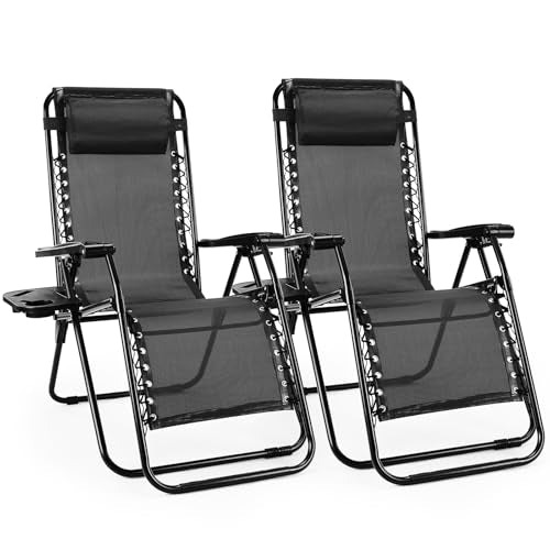 2 Pack Zero Gravity Reclining Folding Lounge Chairs