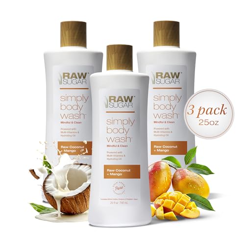 3 Pack RAW SUGAR Body Wash, Moisturizing, Sulfate-Free