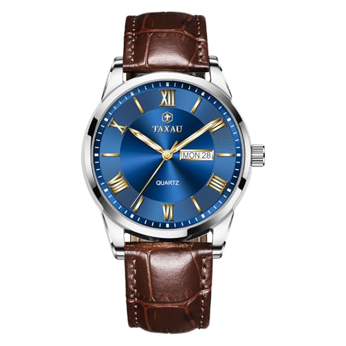 Men's Leather Analog Quartz Waterproof Day Date Watch (9 Styles)