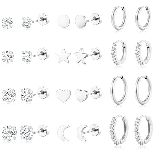Hypoallergenic Surgical Steel Flat Back Stud Earrings