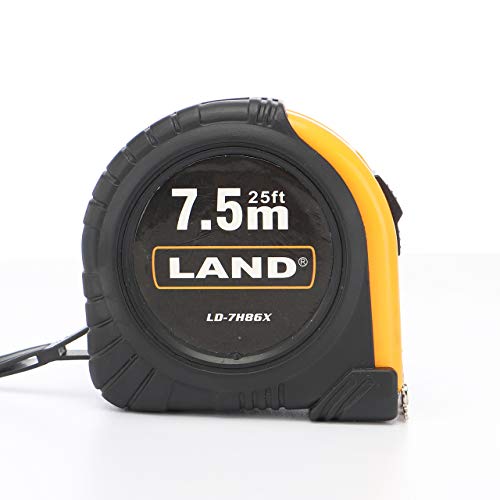 25Ft Retractable Tape Measure, Magnetic Hook, Dual Scale