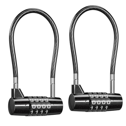 2 Pack 4 Digit Combination Padlock Long Shackle Lock