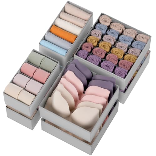 8 Pack Drawer Organizer Bins for Clothes, Underwear