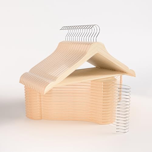 30 Pack Wooden Clothes Hangers, Slim Suit Hangers