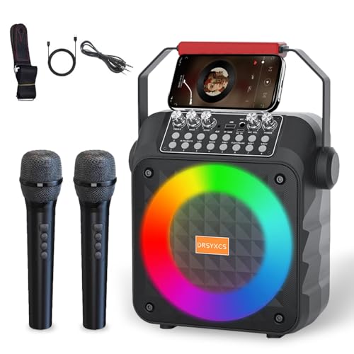 Karaoke Machine with 2 Wireless Microphones Bluetooth Speaker