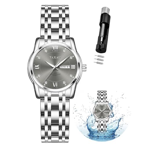 Women's Stainless Steel Waterproof Dress Watch with Date