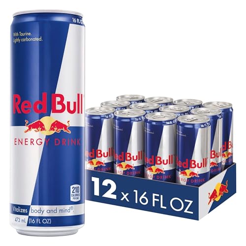 12 Pack Red Bull Energy Drink, 16oz, Caffeine & B Vitamins