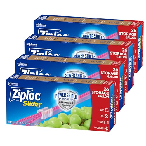 104 Pack Ziploc Gallon Food Storage Slider Bags