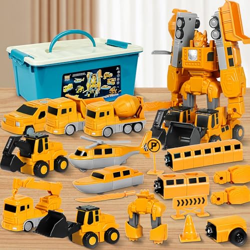 35 Piece Magnetic Transforming Construction Vehicle Toy Set