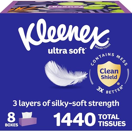 8 Pack Kleenex Ultra Soft 3-Ply Facial Tissues