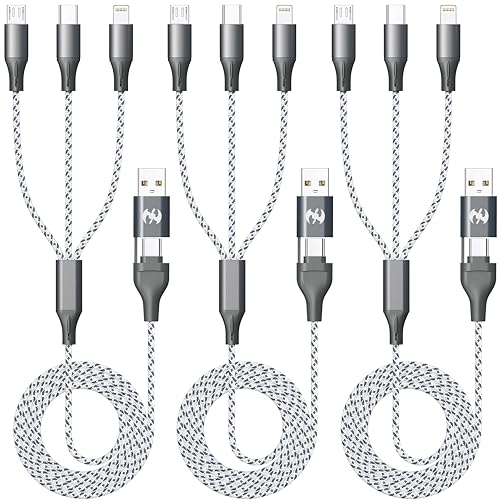 3 Pack Multi Charging Cable USB C Micro Lightning
