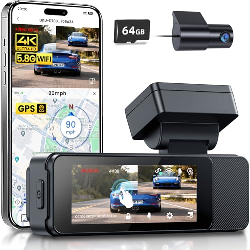 4K Front and Rear Dash Cam with GPS WiFi