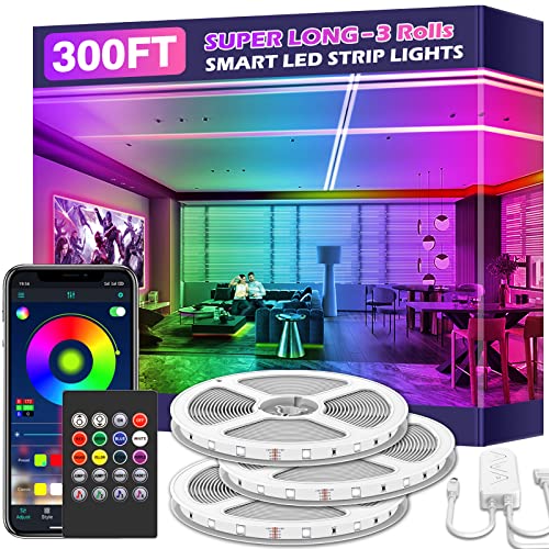 300ft Smart LED Strip Lights, Music Sync, Bluetooth