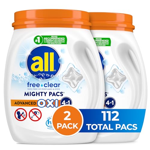 2 Pack all Free Clear OXI Laundry Detergent Pacs