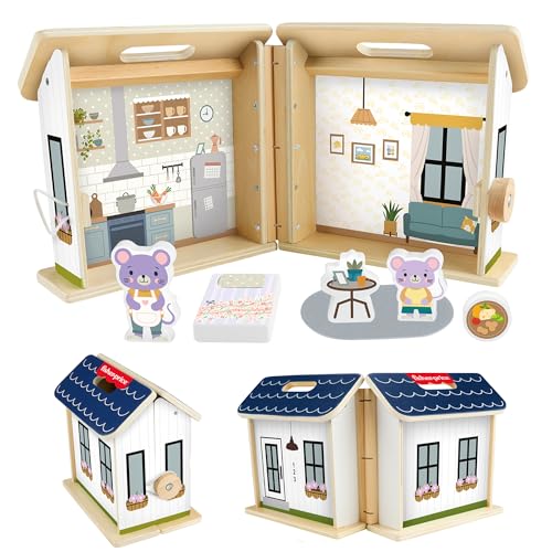 Fisher-Price Wooden Dollhouse Pretend Play Set for Kids