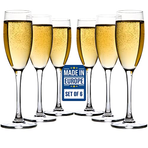 6 Pack Crystal Champagne Flutes Elegant Wine Glasses