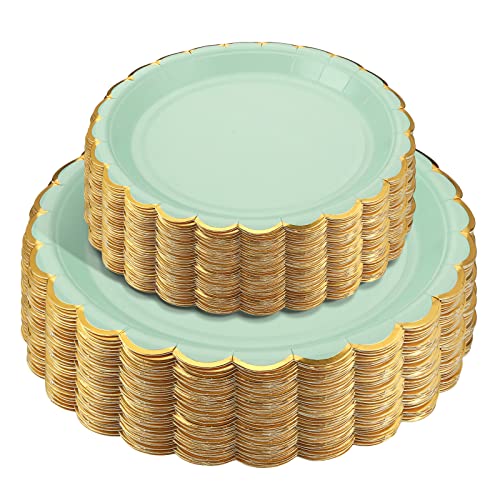 100 Pack Disposable Scalloped Paper Plates 9" 7"