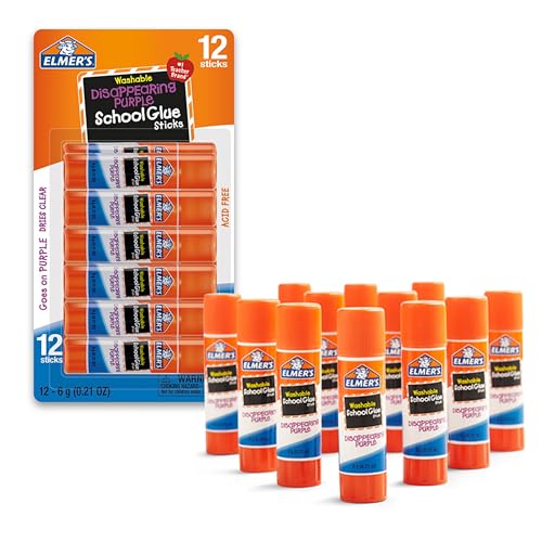 12 Pack Elmer's School Glue Sticks Washable 6g