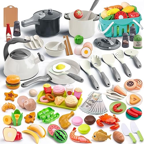130 Piece Kids Kitchen Playset with Food Accessories