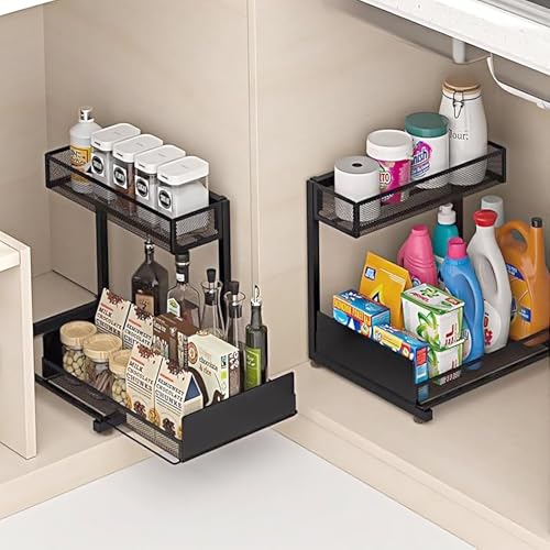 2 Pack Under Sink Pull Out Organizer Shelf