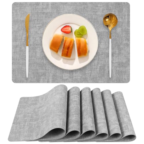 6 Pack Faux Leather Placemats Waterproof Heat Resistant