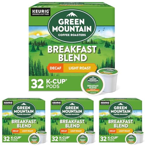 4 Pack Green Mountain Decaf Breakfast Blend K-Cups 32ct