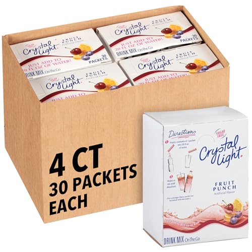 4 Pack Crystal Light Sugar-Free Fruit Punch Drink Mix
