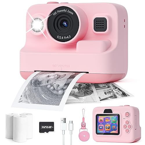 Kids Instant Print Camera 1080P Photo Printer Toy