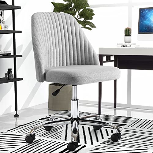 Armless Home Office Desk Chair Adjustable with Wheels
