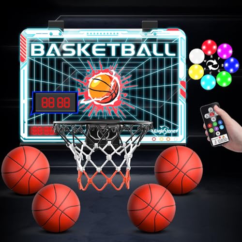 Indoor Mini Basketball Hoop with Electronic Scoreboard for Kids