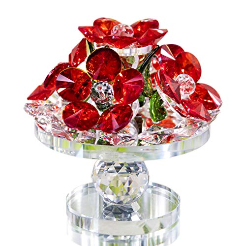 Crystal Flower Figurine with Rotating Base Home Decor