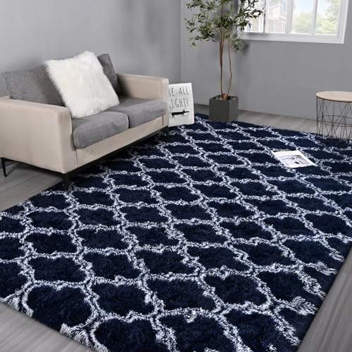5×8 Large Shag Area Rug Modern Plush Geometric Carpet