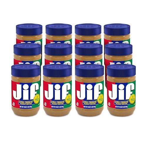 12 Pack Jif Extra Crunchy Peanut Butter 16 oz